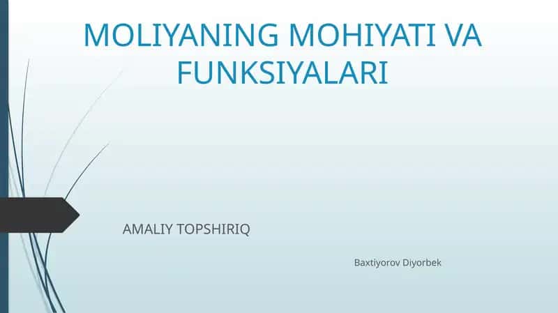 Moliyaning mohiyati va funksiyalari slayd 1