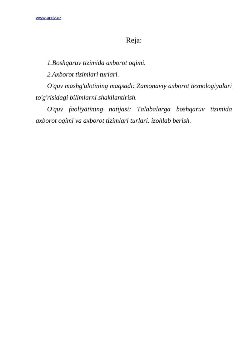 Axborot Tizimlarini Tadbiq Etish 1