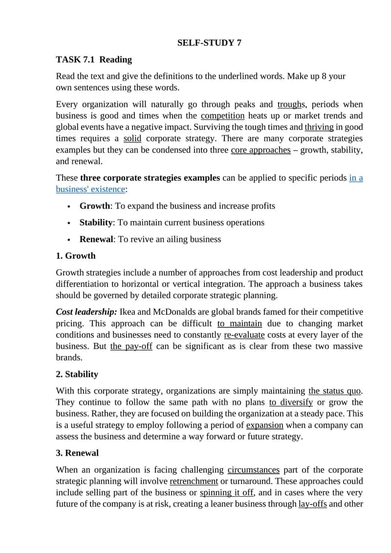 Corporate Strategies Examples 1