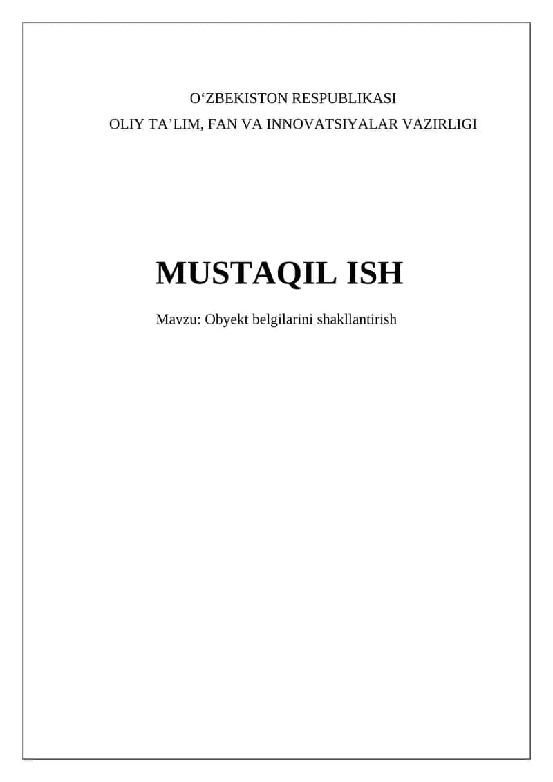 Ob'ektni tasvirlash 1