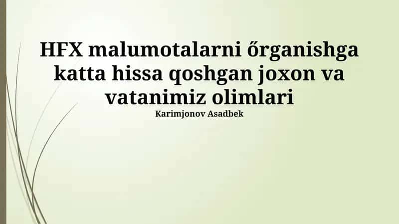 HFX Malumotalarni O'rganish 1