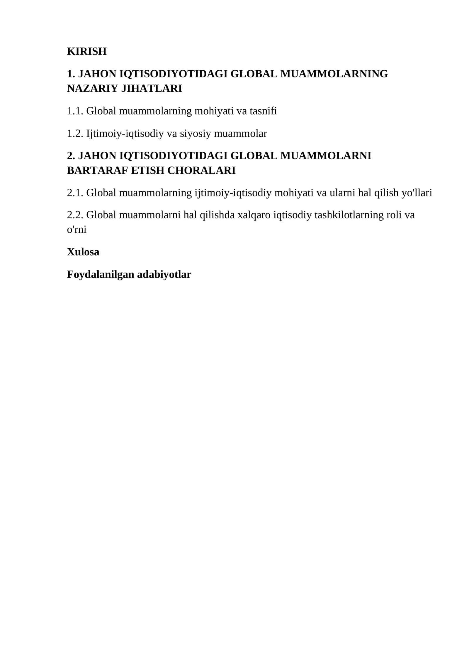 JAHON IQTISODIYoTIDAGI GLOBAL MUAMMOLARNING NAZARIY JIHATLARI 1
