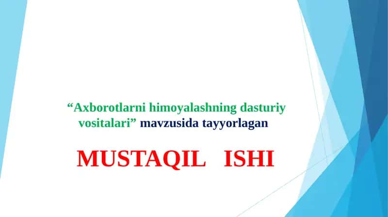 Axborotlarni himoyalashning dasturiy vositalari 1