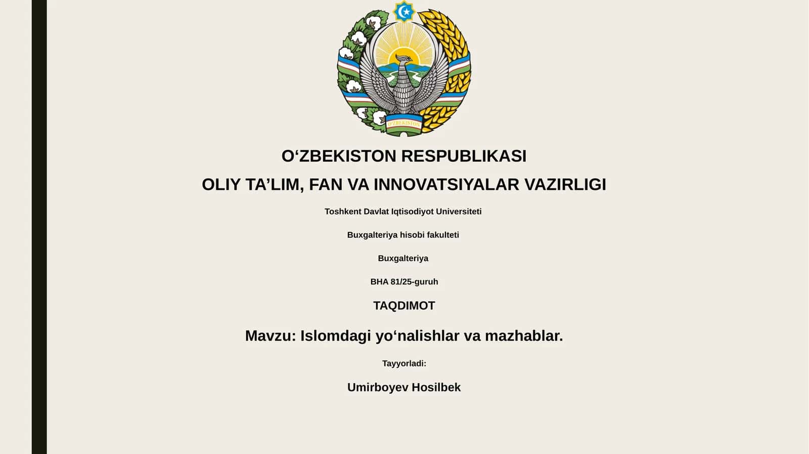 Islomdagi yoʻnalishlar va mazhablar 1
