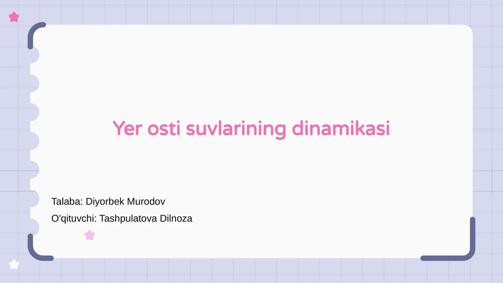 Yer osti suvlarining dinamikasi 1