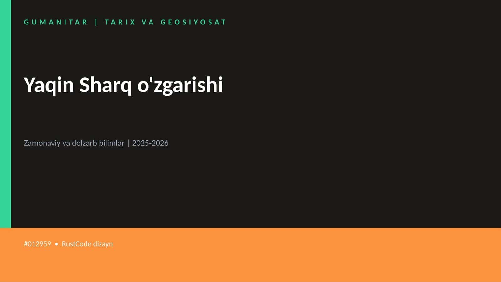 Yaqin Sharq o'zgarishi 1