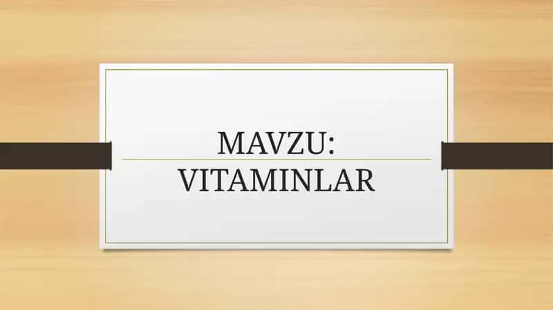 VITAMINLAR 1