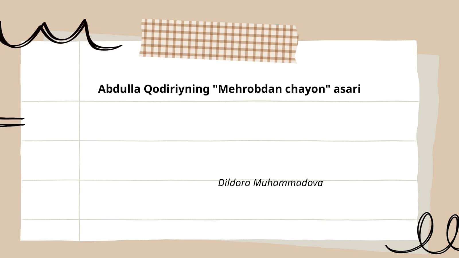 "Mehrobdan chayon" asari 1