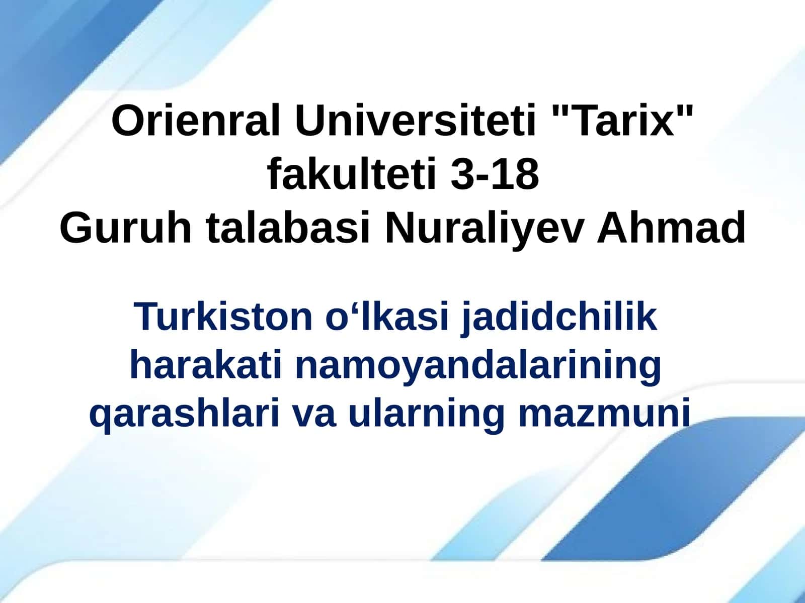 Jadidchilik Harakati va O'lkaga Mustamlakachilik Zulmi 1