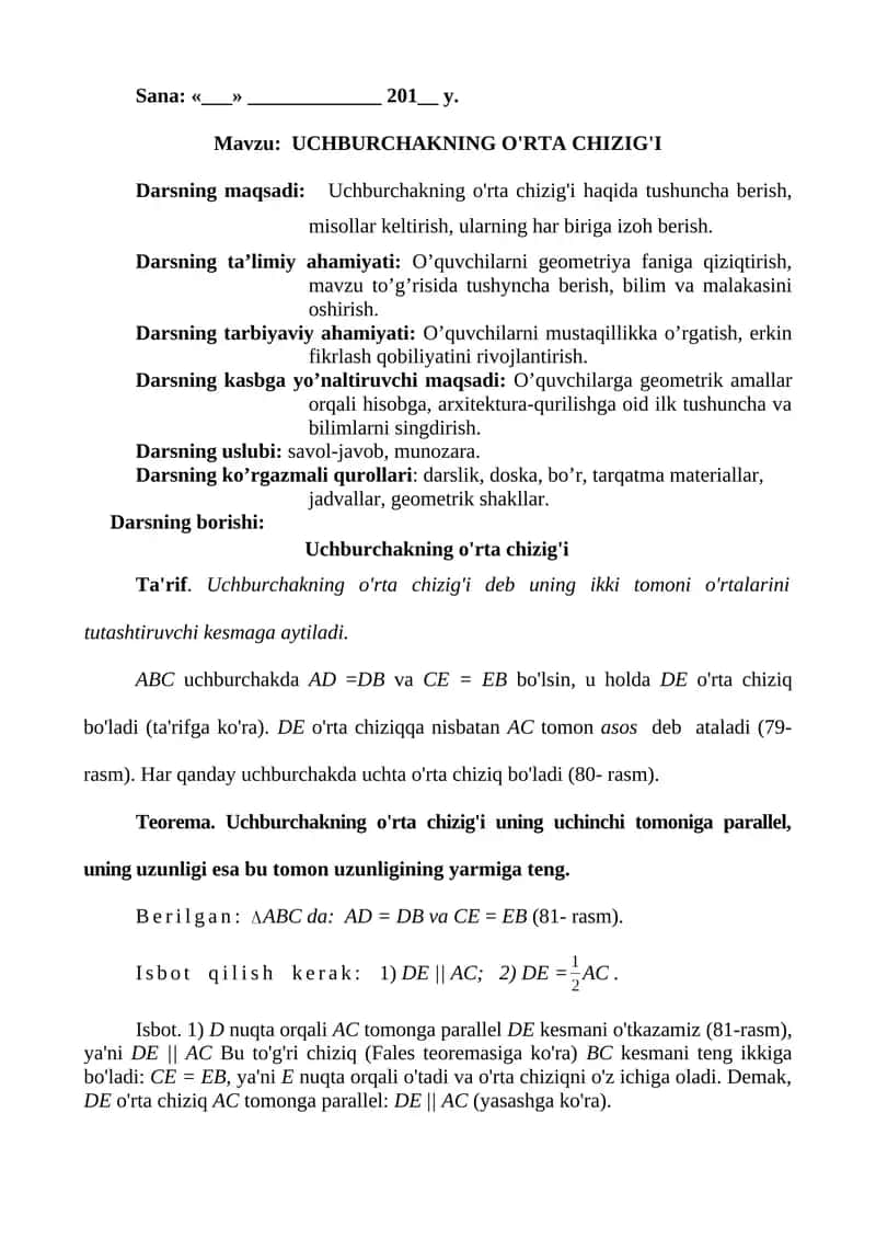 8-sinf 2-chorak geometriya konspektlar 1
