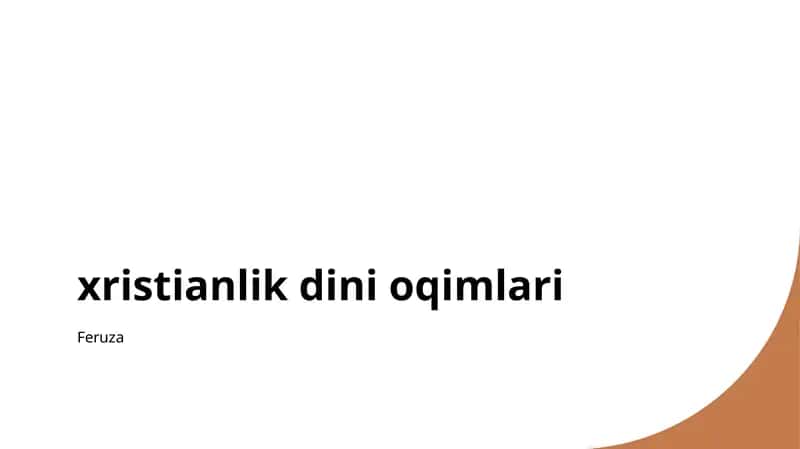 Xristianlik dini oqimlari 1