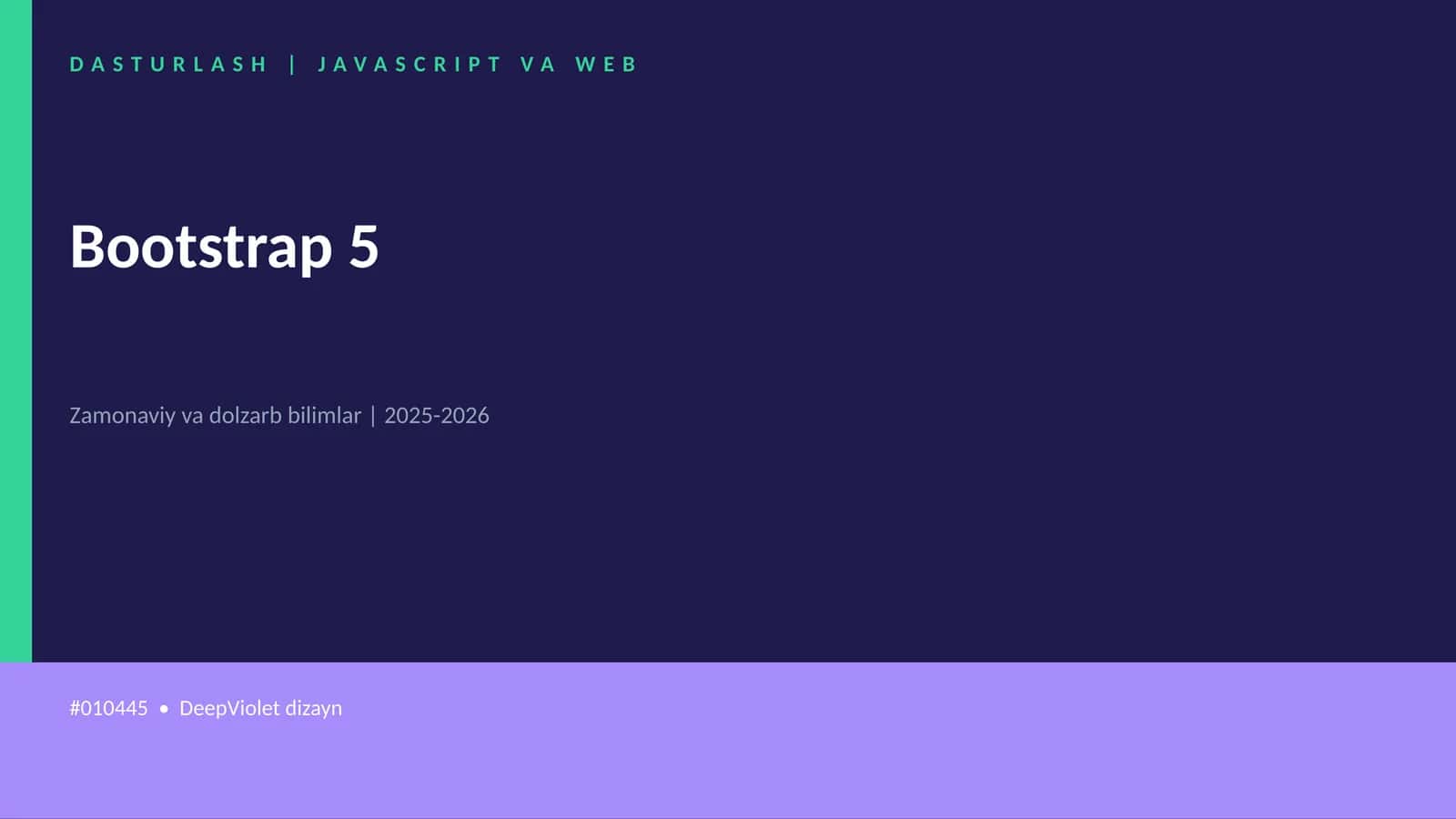 DASTURLASH | JAVASCRIPT VA WEB 1