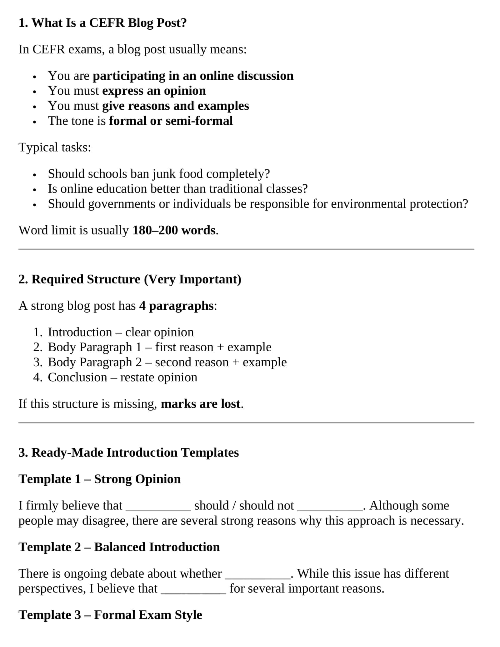 CEFR Blog Post Structure 1