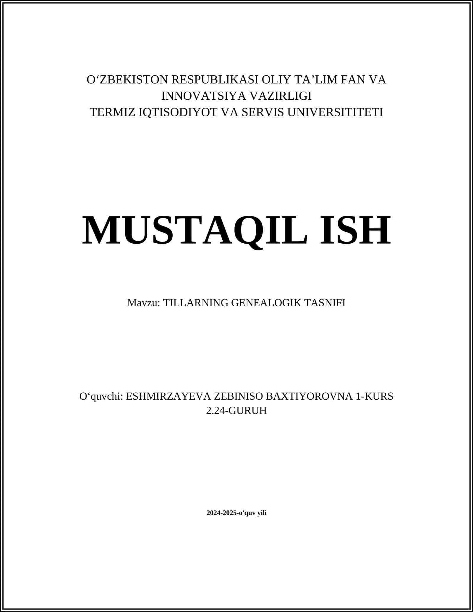 TILLARNING GENEALOGIK TASNIFI 1
