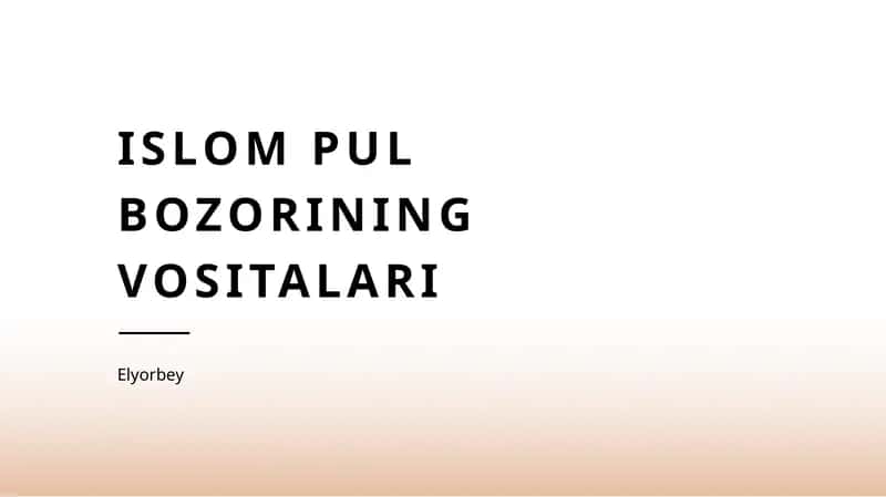 Islomiy moliya bozori 1