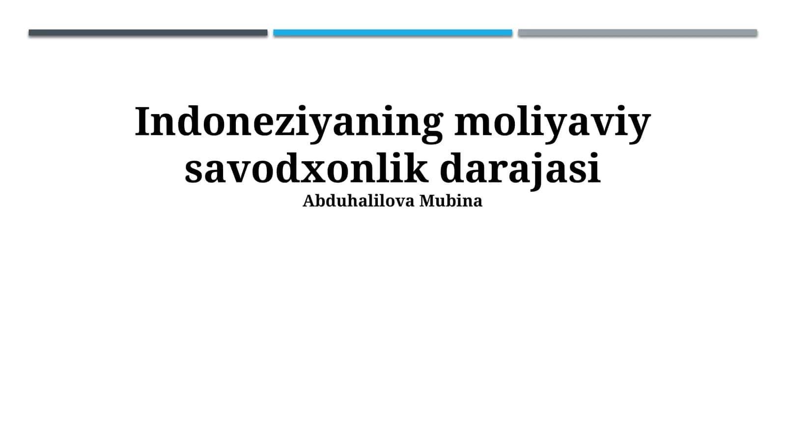 Indoneziyaning moliyaviy savodxonlik darajasi 1