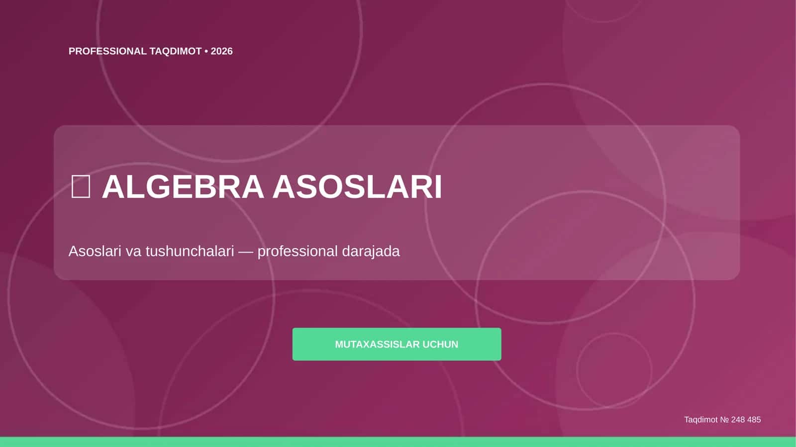 ALGEBRA ASOSLARI 1
