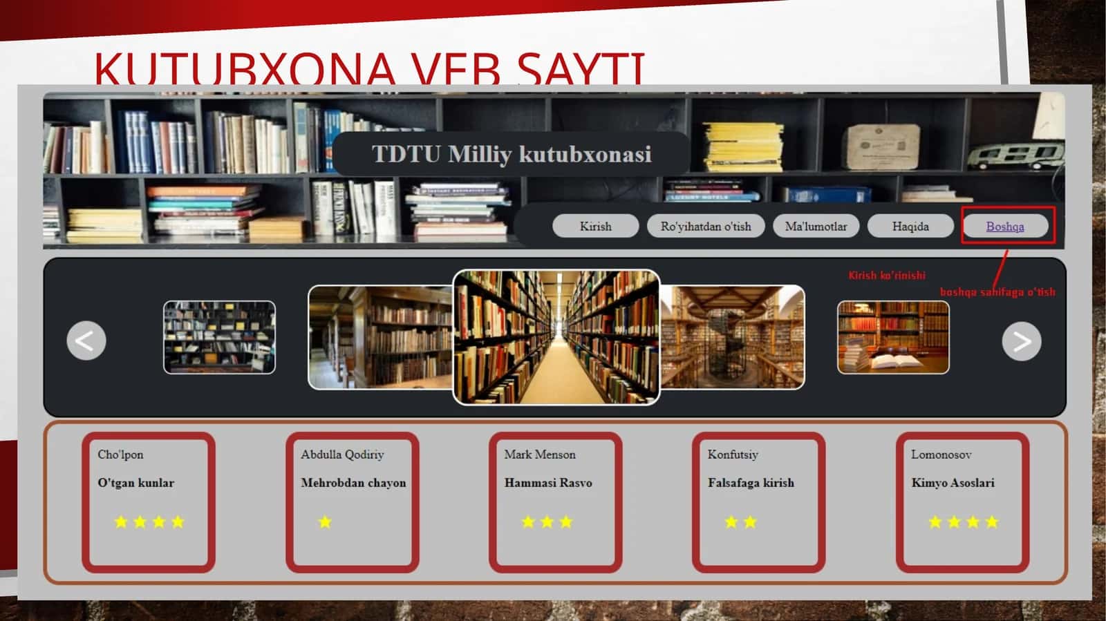 Mavzu: Kutubxona veb sayti 1