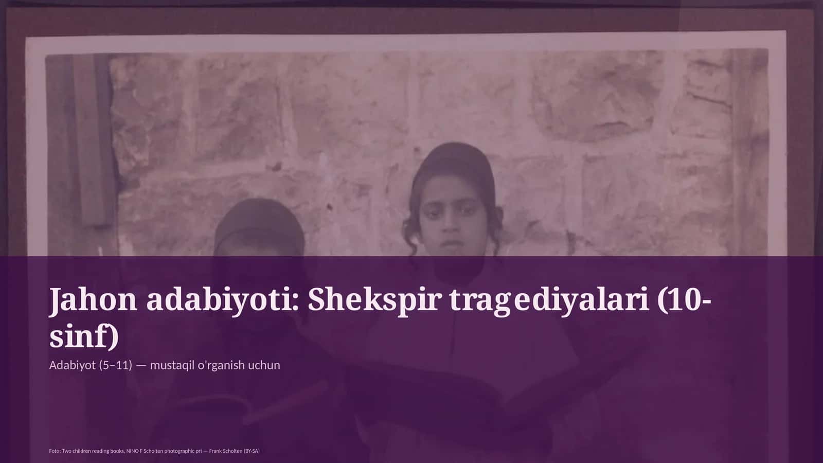 Jahon adabiyoti: Shekspir tragediyalari (10-sinf) 1