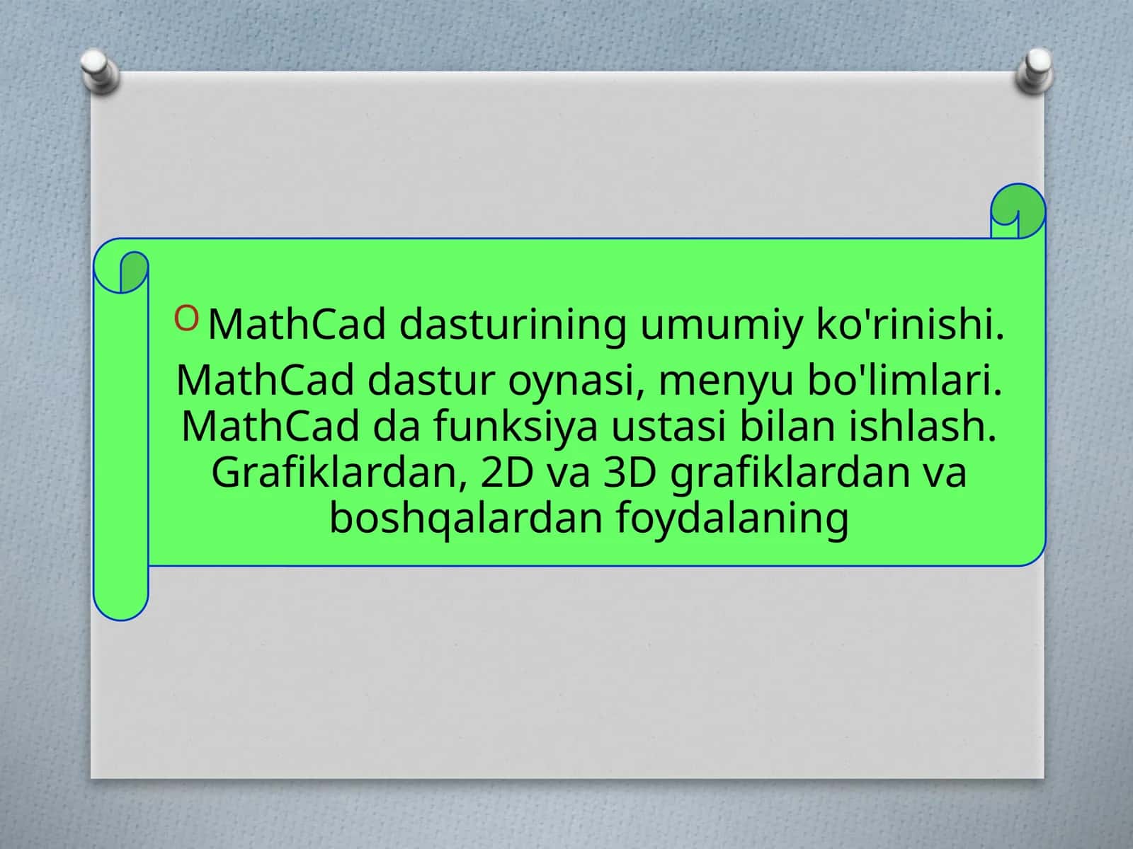MathCaddasturining umumiy ko'rinishi 1