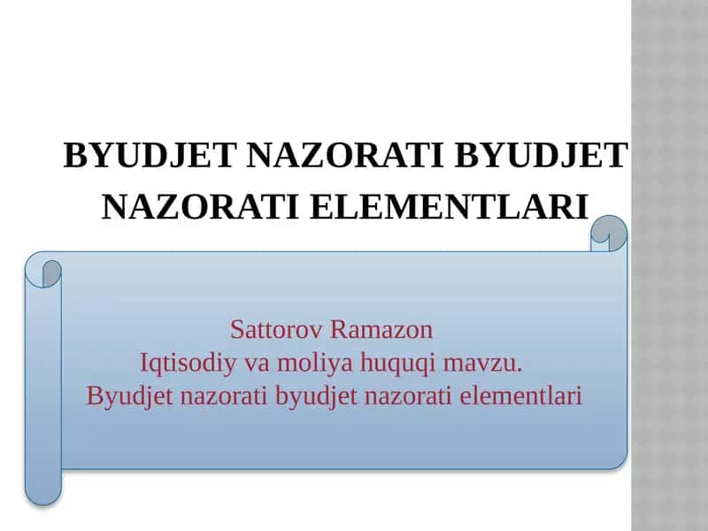 Byudjet nazorati elementlari 1