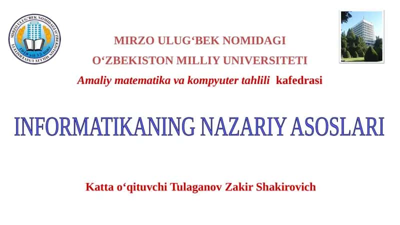 Informatikaning nazariy asoslariga kirish 1