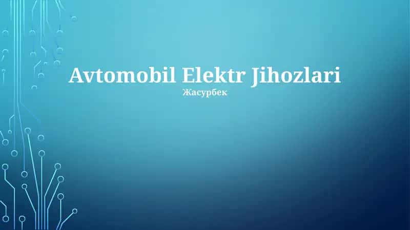 Avtomobil Elektr Jihozlari 1