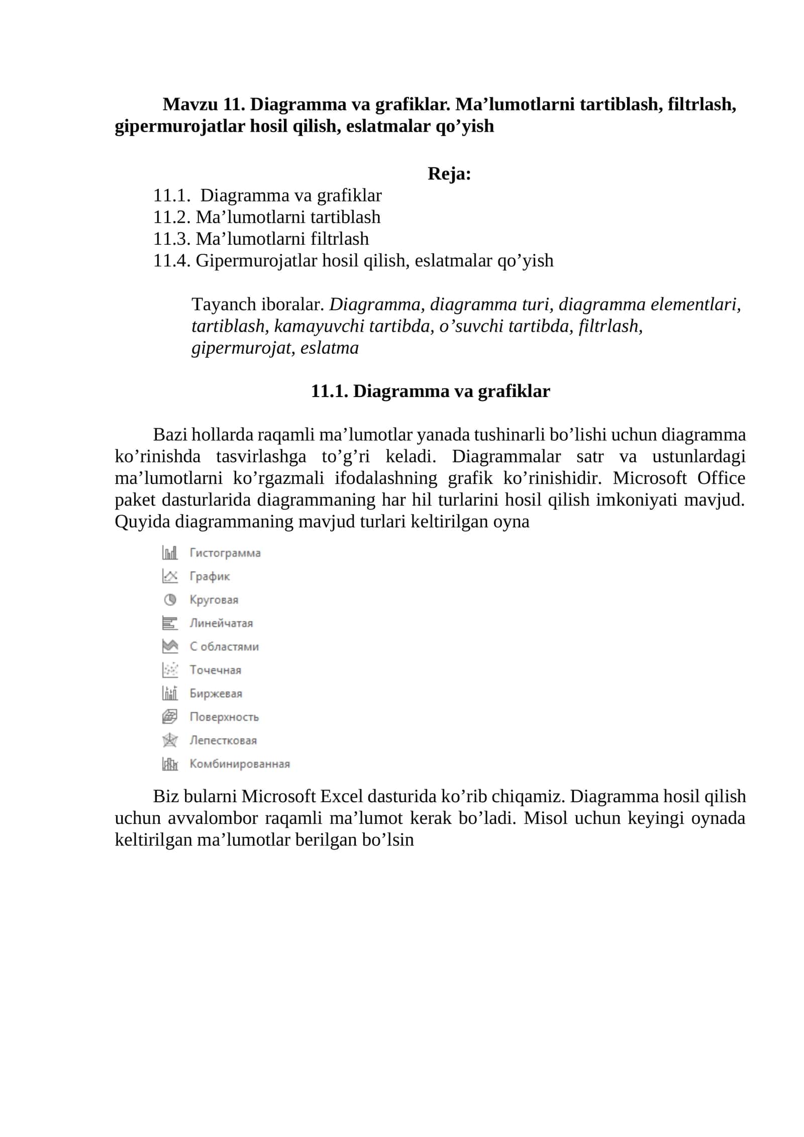 Diagramma va grafiklar 1