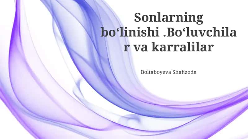 Sonlarning bo'linishi 1