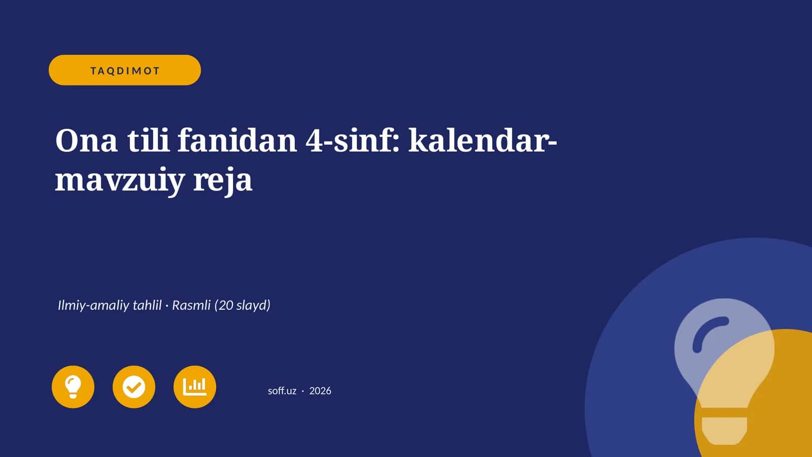 Ona tili fanidan 4-sinf: kalendar-mavzuiy reja 1