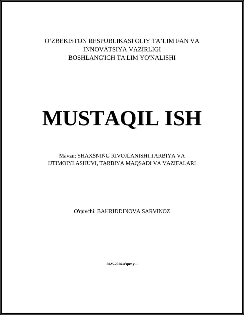 MUSTAQIL ISH 1