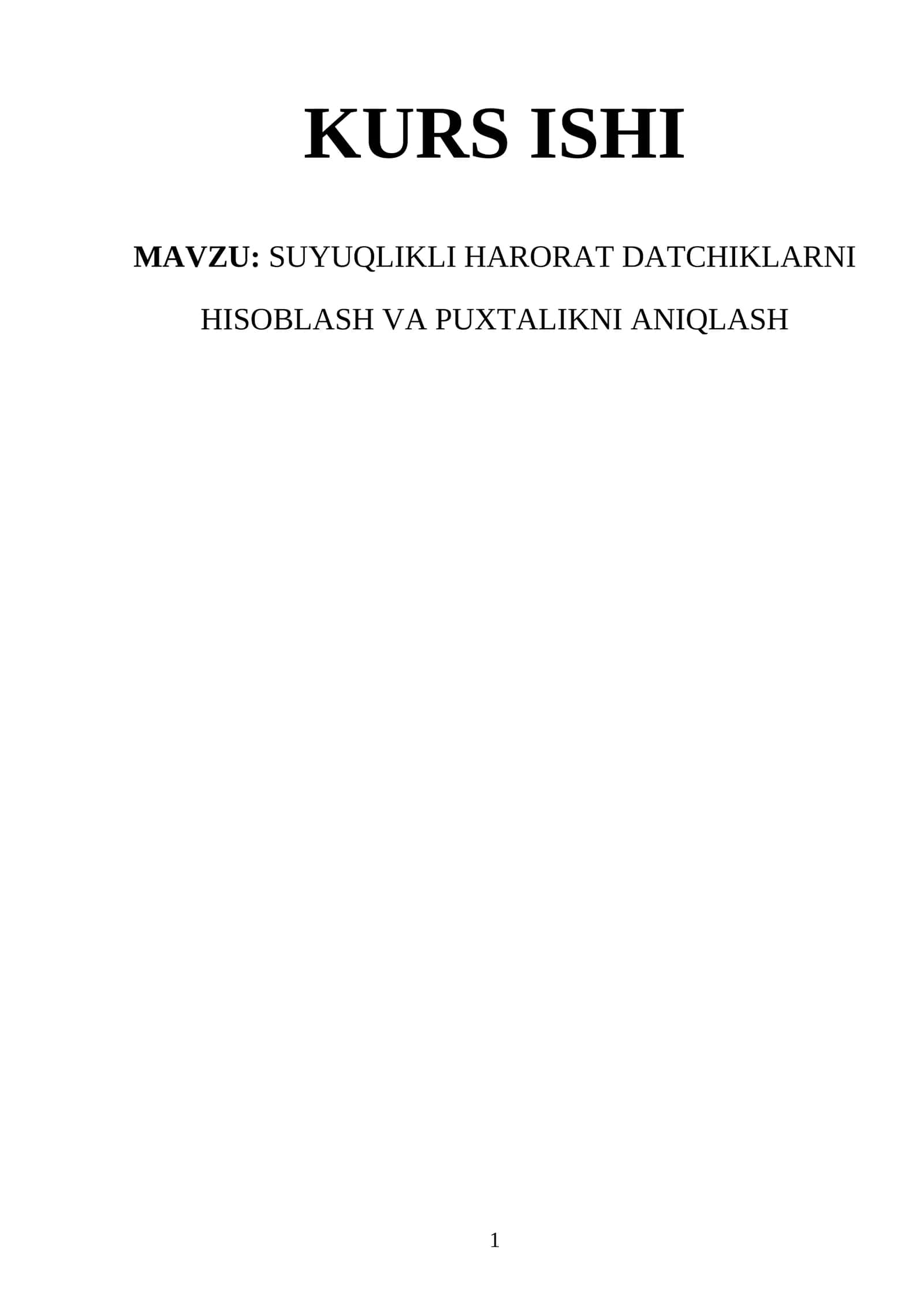SUYUQLIKLI HARORAT DATCHIKLARNI HISOBLASH VA PUXTALIKNI ANIQLASH 1