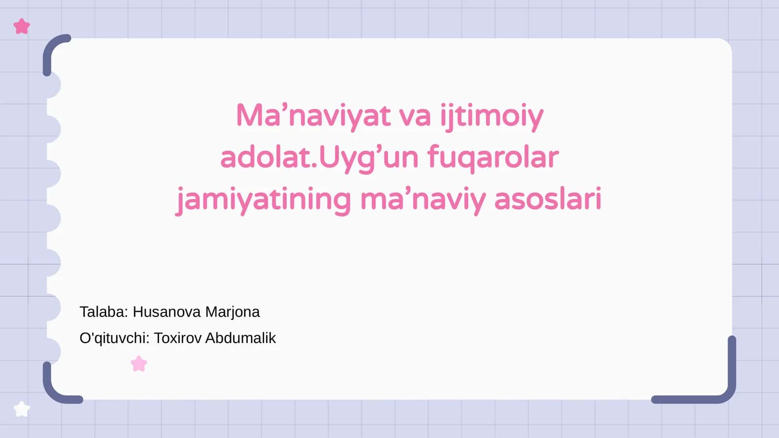 Ma’naviyat va ijtimoiy adolat 1