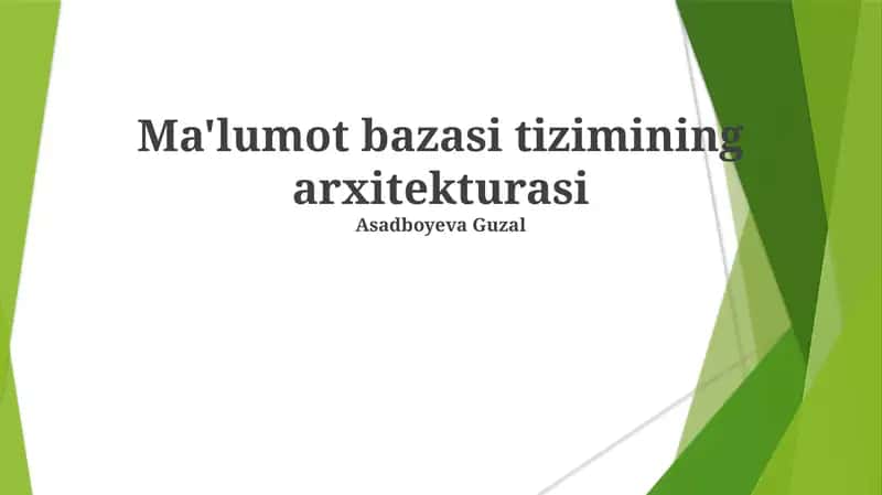 Ma'lumot bazasi tizimining arxitekturasi 1