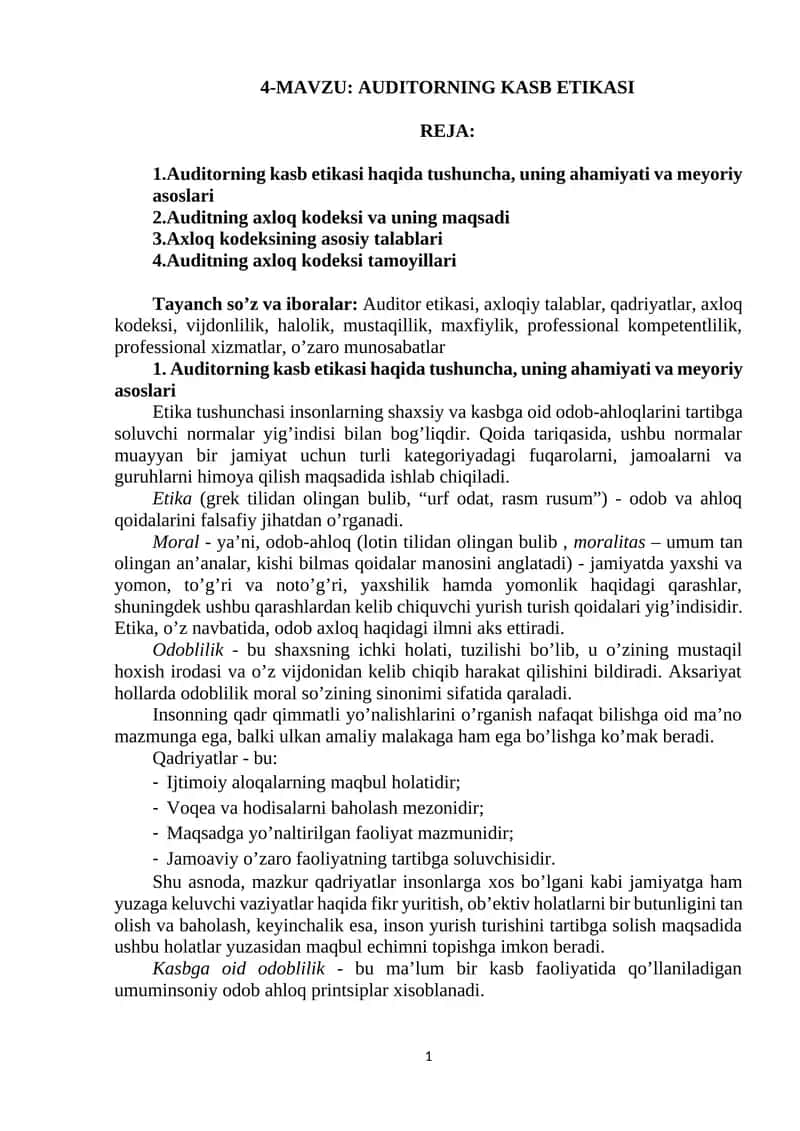 Auditorning Kasb Etikasi 1