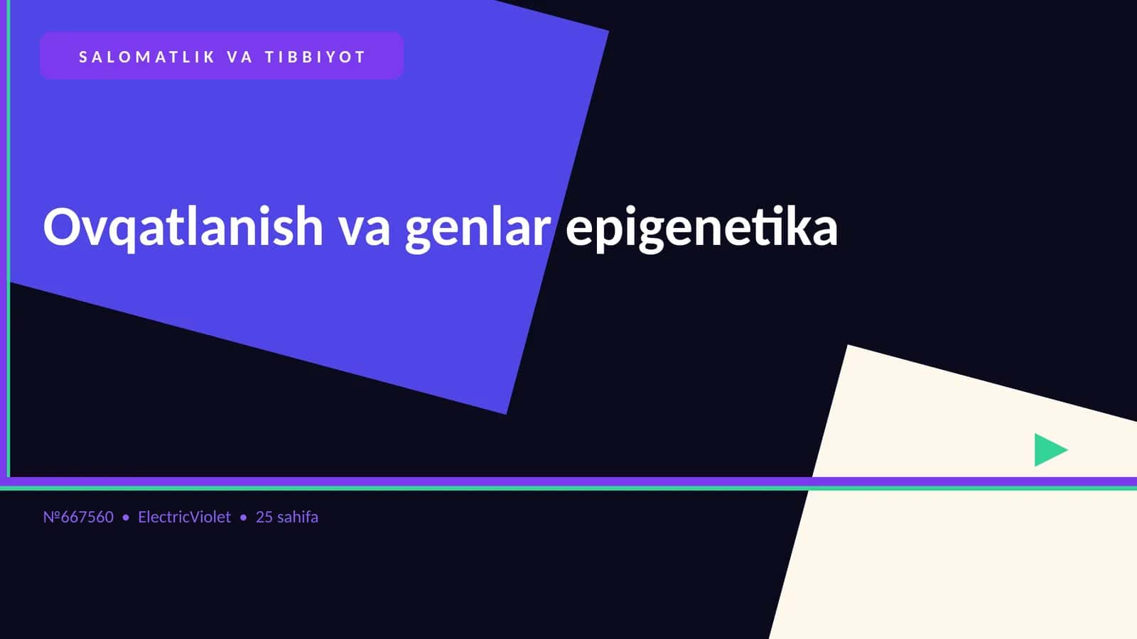 Ovqatlanish va genlar epigenetika 1