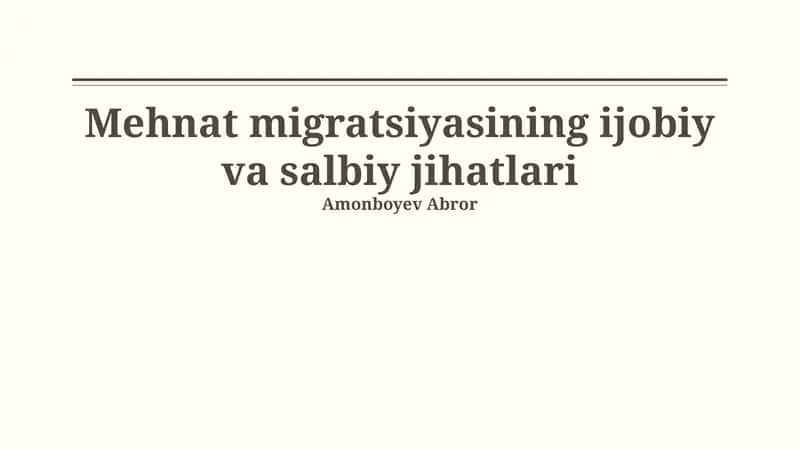 Migratsiya va madaniy almashinuv 1