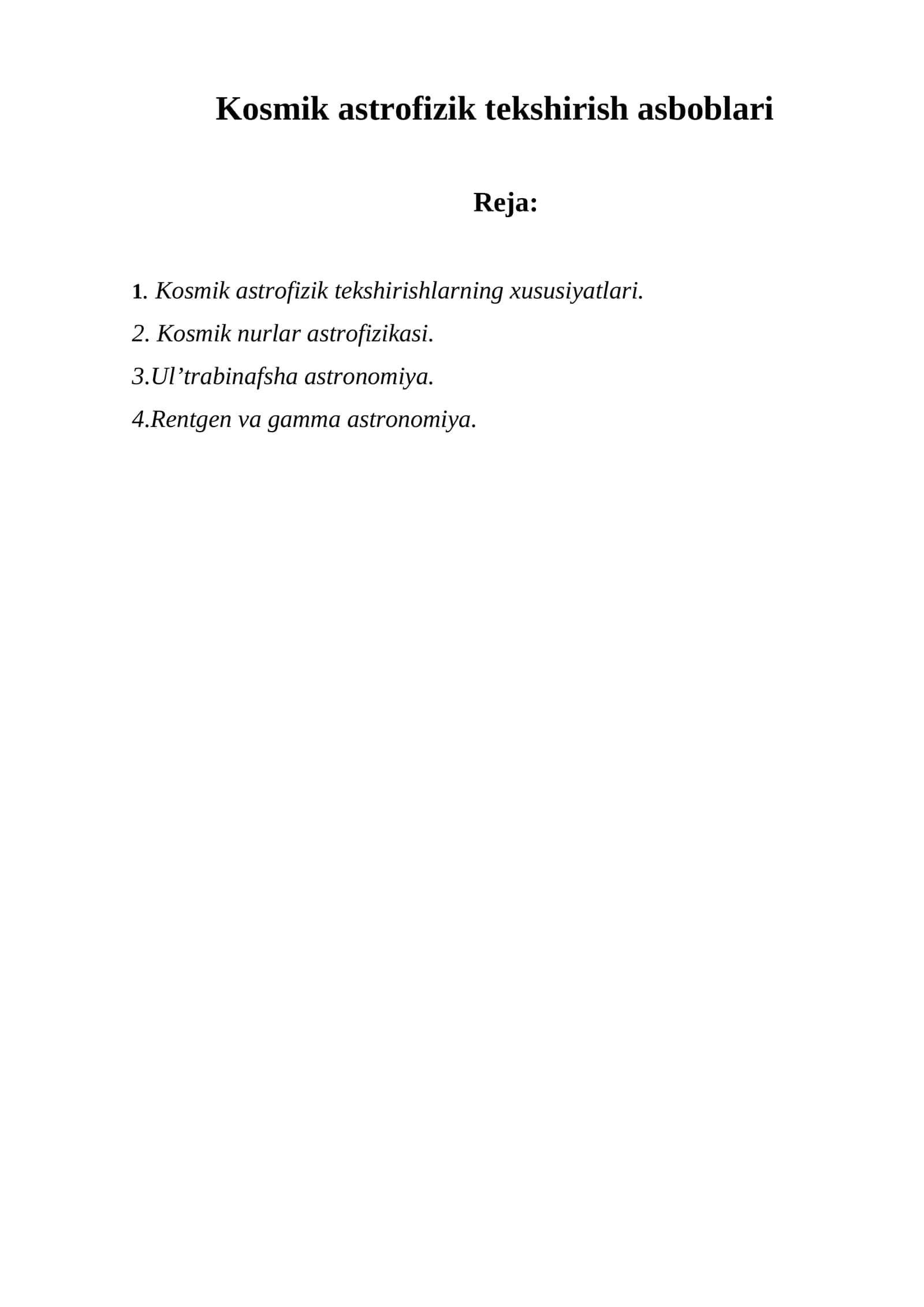 Kosmik astrofizik tekshirish asboblari 1