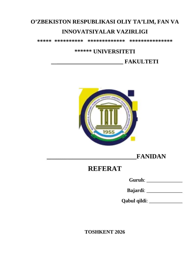 Referat , kurs ishi , mustaqil ishlar uchun jild 1