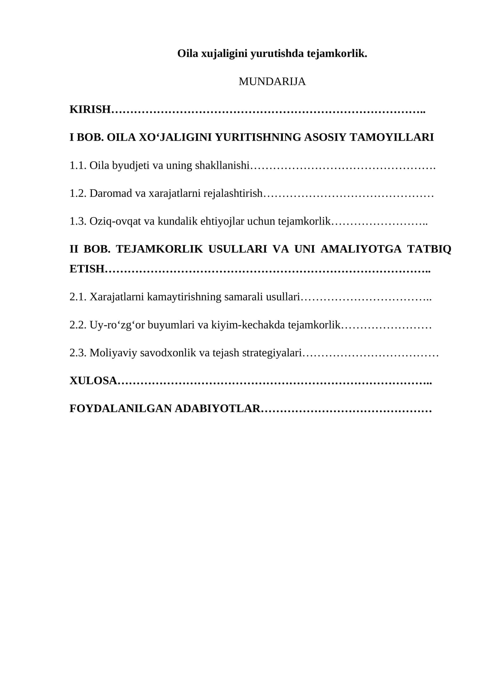 Tejamkorlik 1