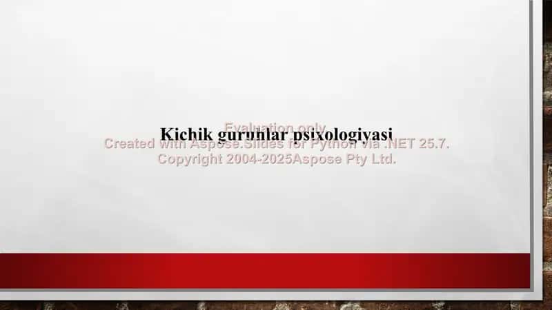 Kichik guruhlar psixologiyasi 1