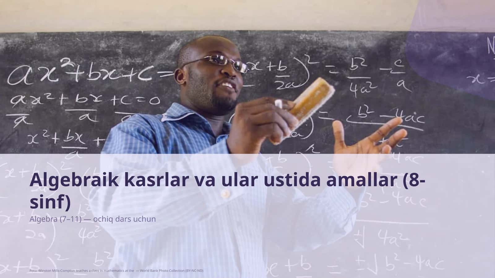 Algebraik kasrlar va ular ustida amallar (8-sinf) 1
