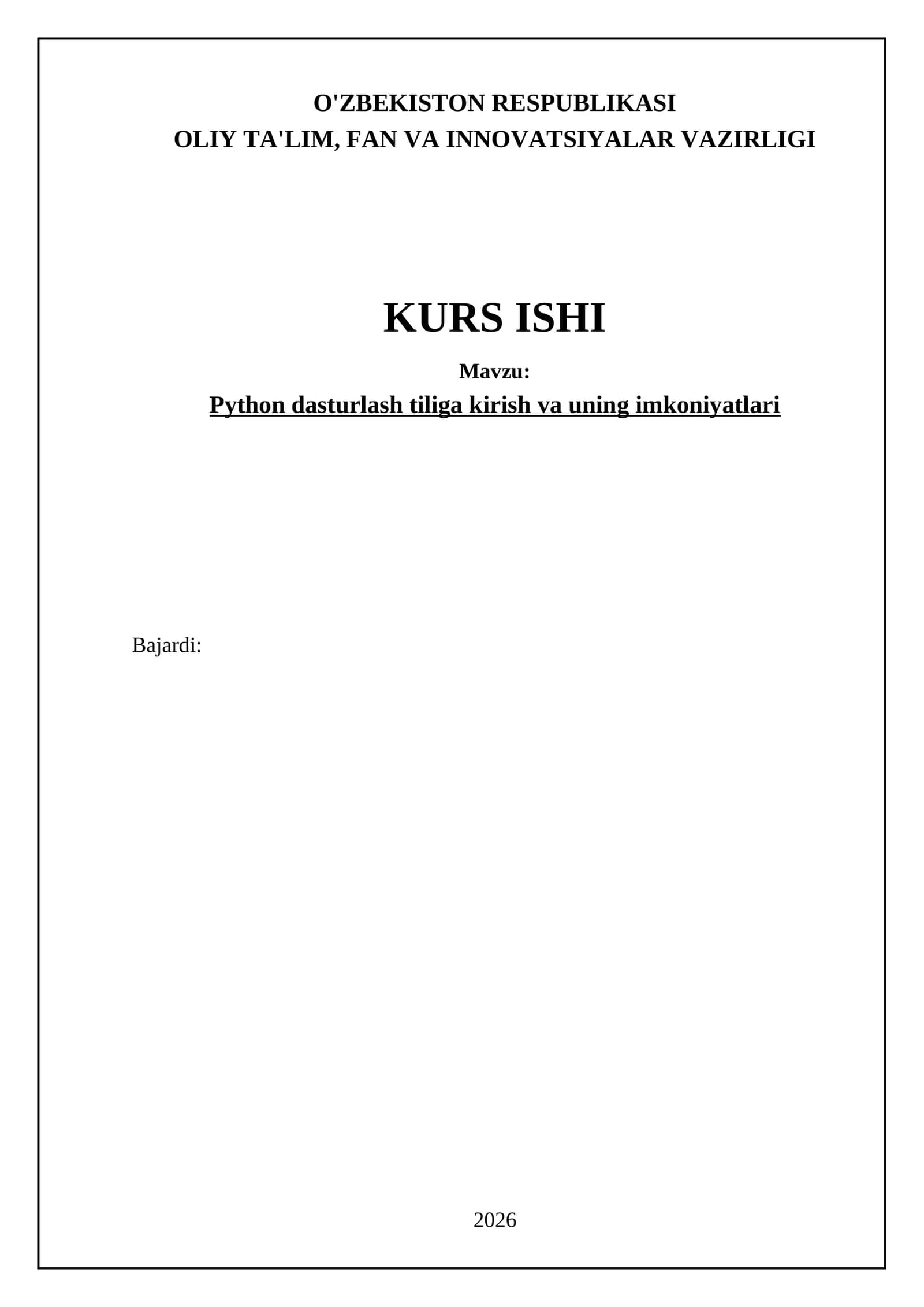 Python dasturlash tiliga kirish va uning imkoniyatlari 1