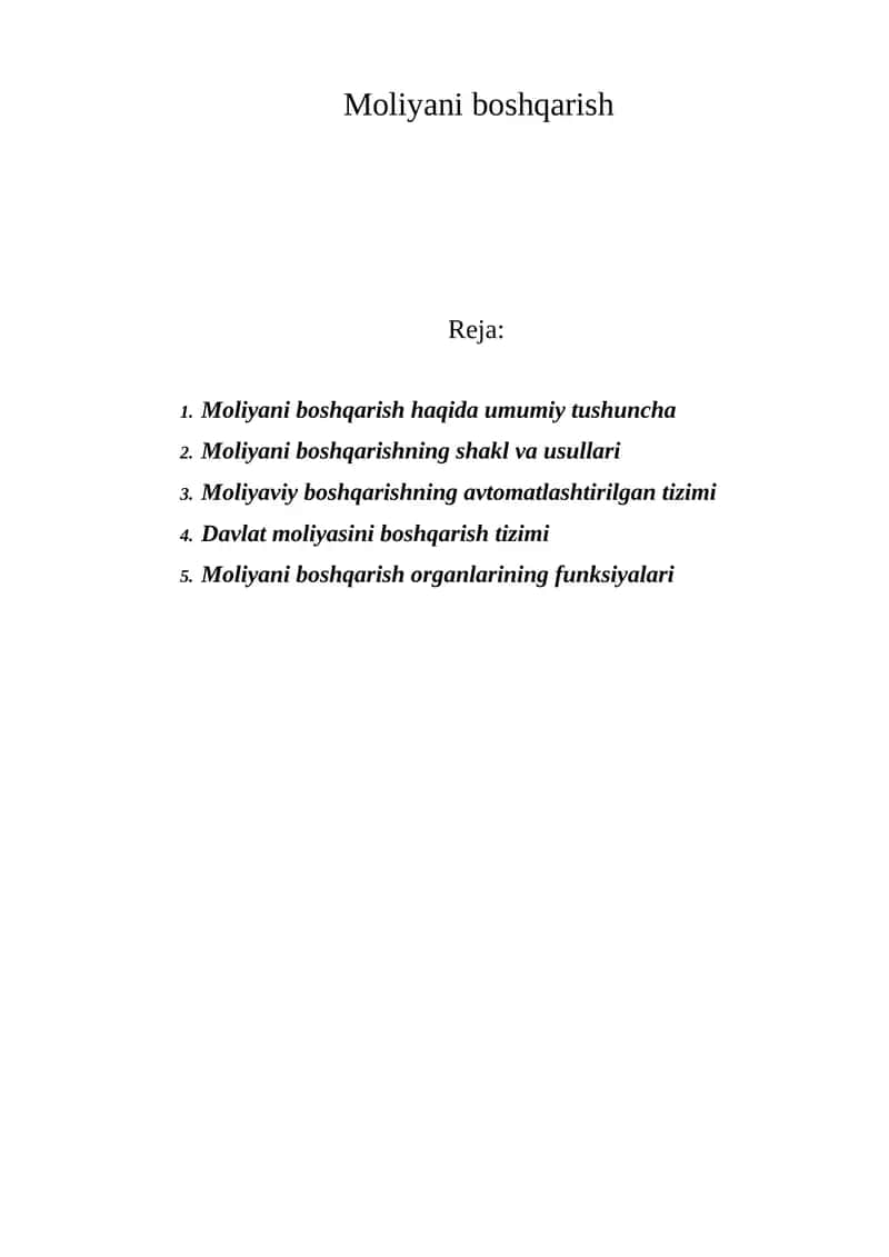 Moliyani boshqarish 1