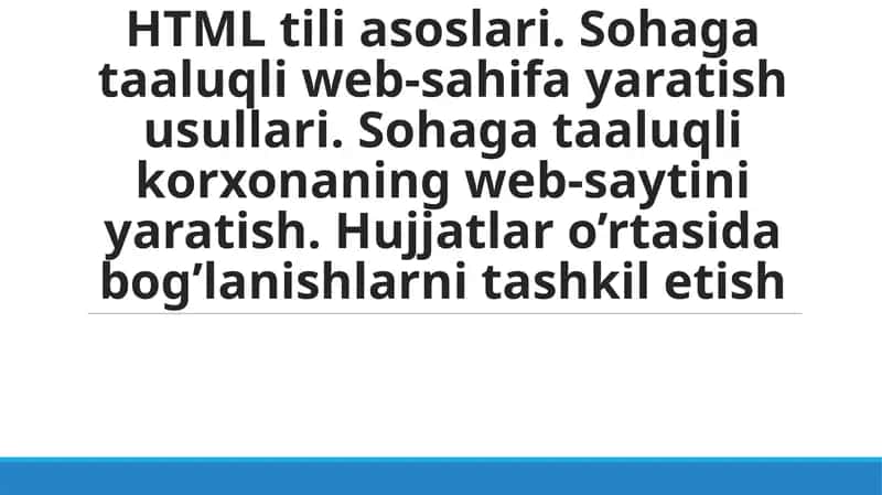 WEB SAYT va FRONTEND ASOSLARI 1