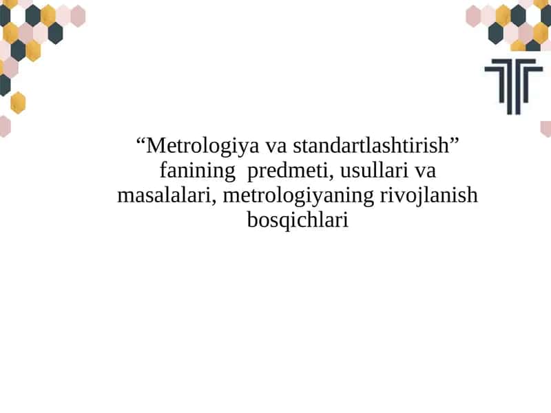 Metrologiya va standartlashtirish 1