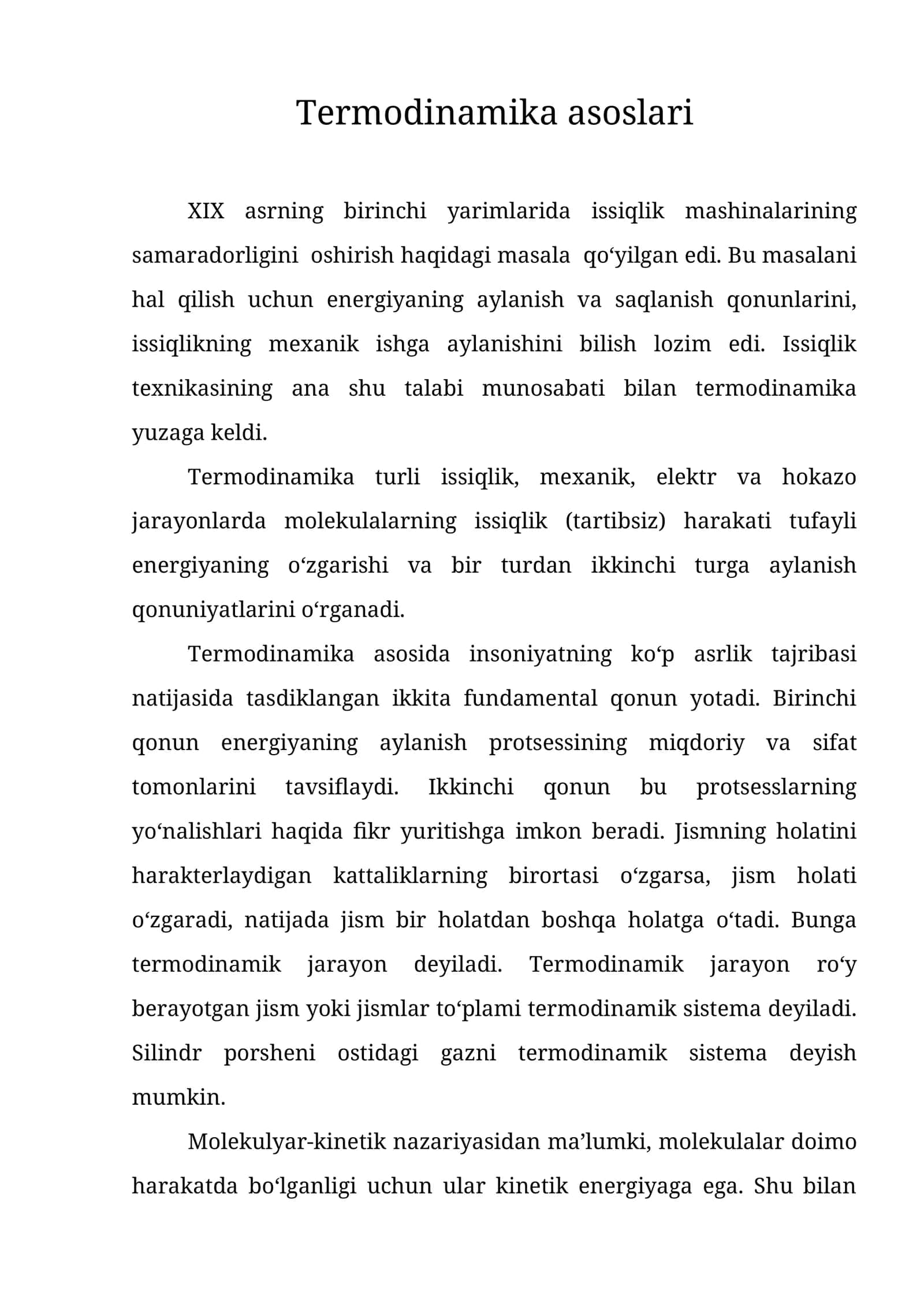 Termodinamika asoslari 1