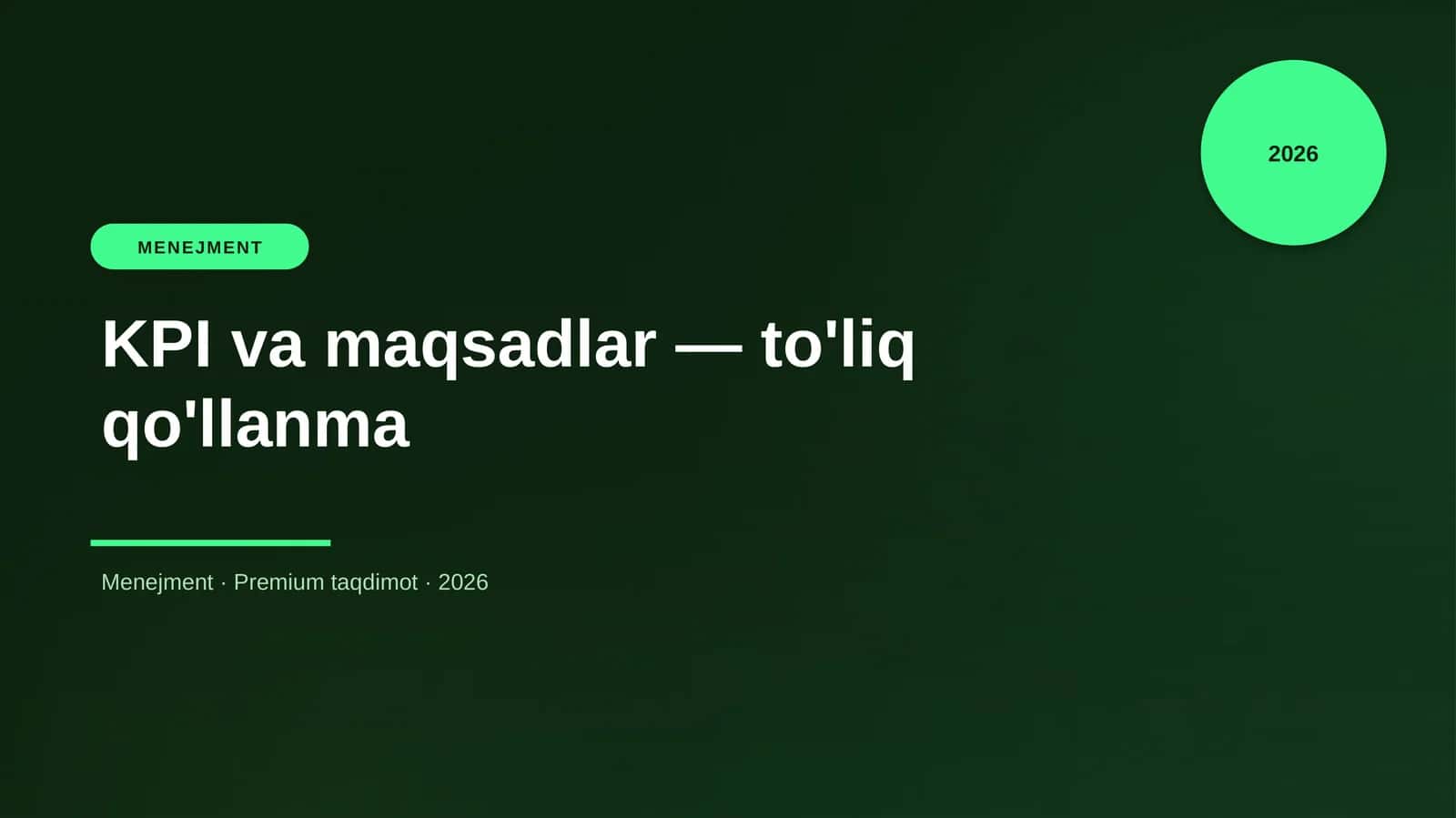 KPI va maqsadlar — to'liq qo'llanma 1