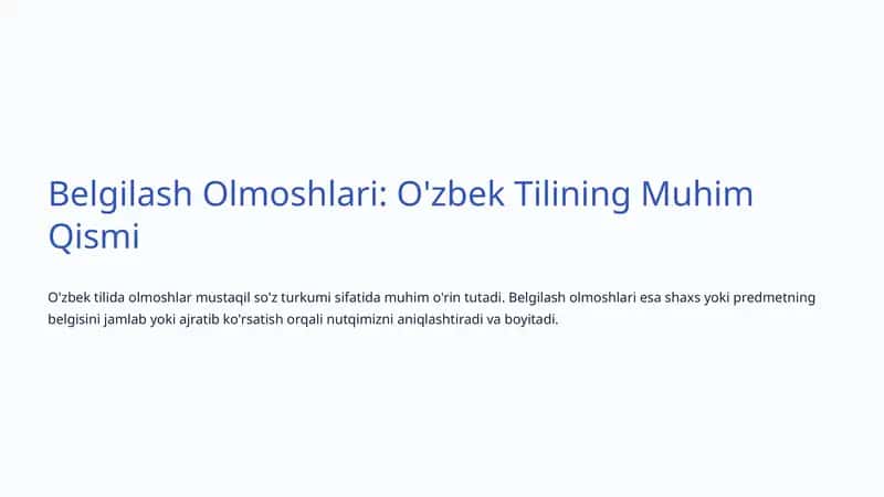 Belgilash Olmoshlari: O'zbek Tilining Muhim Qismi 1
