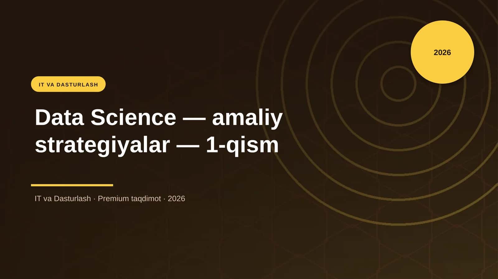 Data Science — amaliy strategiyalar — 1-qism 1